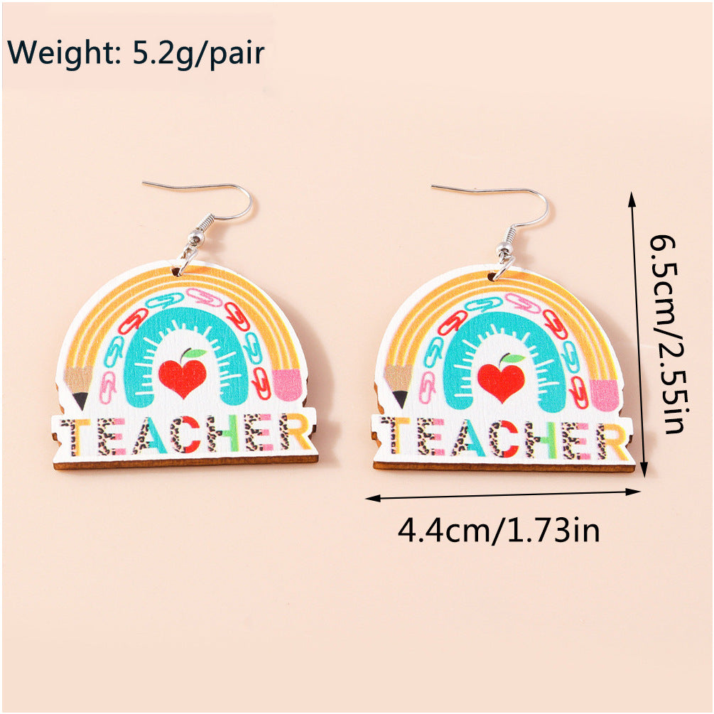 Wholesale Rainbow Series Teachers Day Metal Keychain